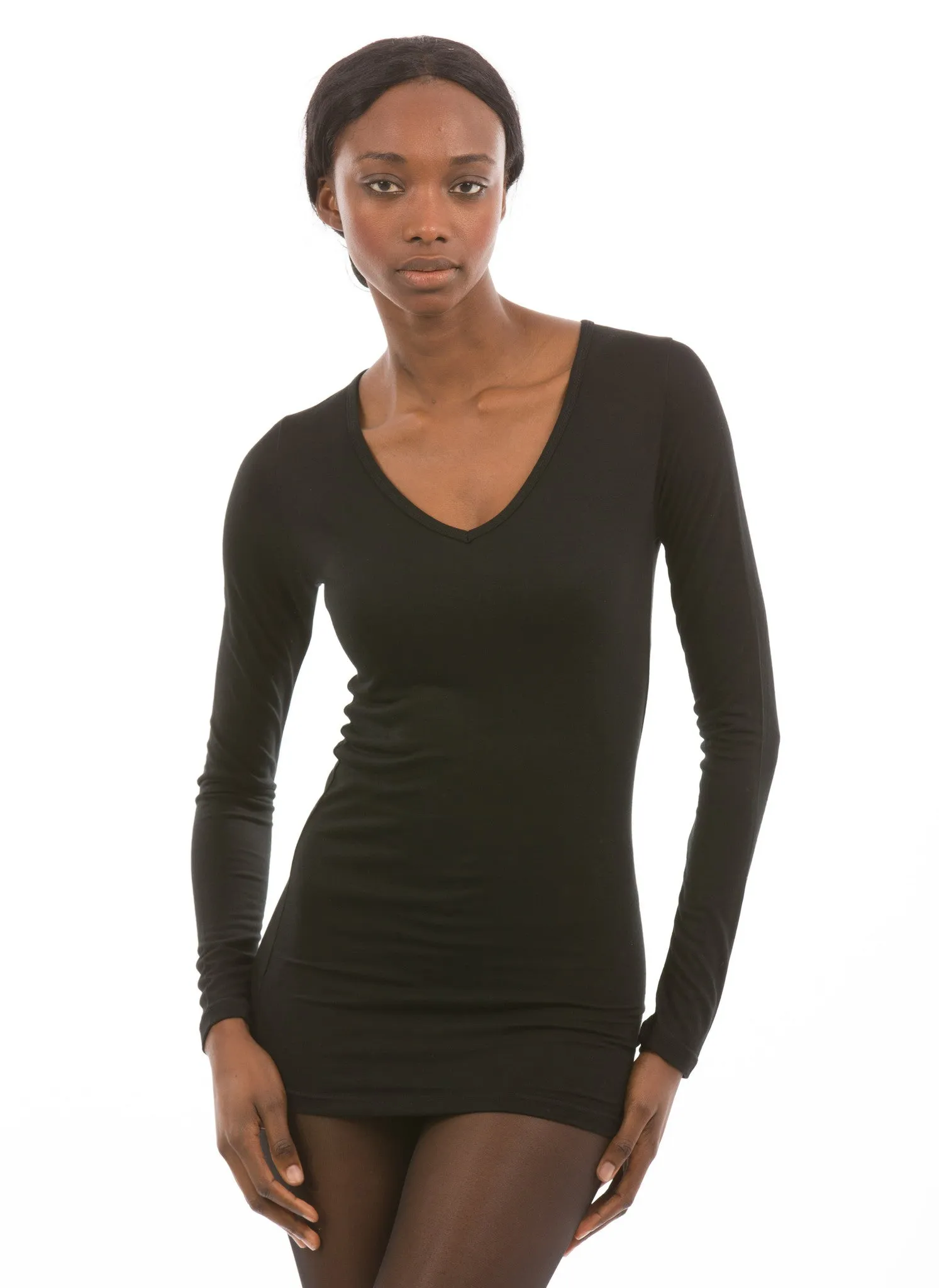 100% Bamboo Women's Long Sleeve V-Neck