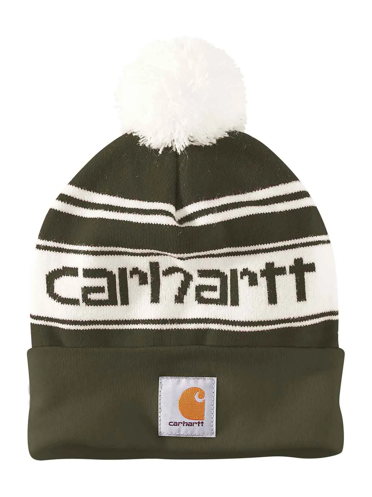 105168&#x20;Beanie&#x20;Knit&#x20;Pom&#x20;Pom&#x20;Cuffed&#x20;Logo&#x20;-&#x20;Carhartt