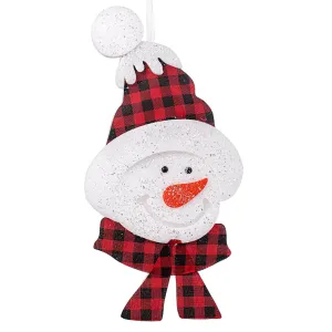 17" Foam & Fabric Snowman Head Ornament: Buffalo Plaid