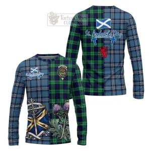 Abercrombie Tartan Long Sleeve T-Shirt Happy St. Andrew's Day Half Tartan Style