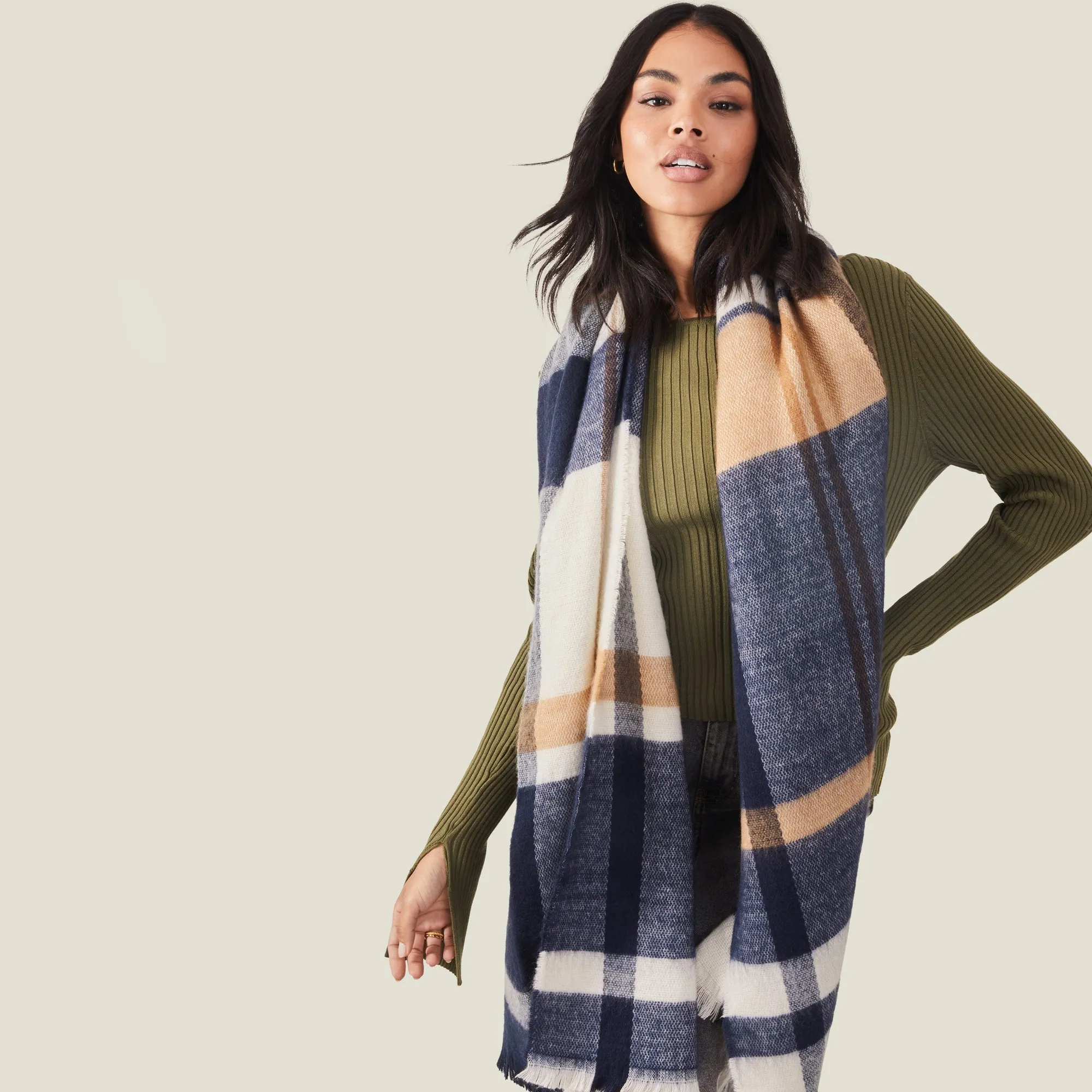 Accessorize London Multi Check Blanket Scarf