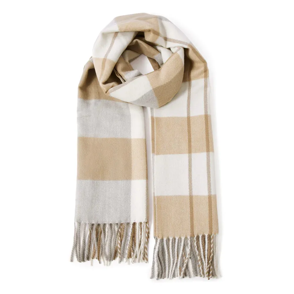 Accessorize London Women's Natural Carmen Check Blanket