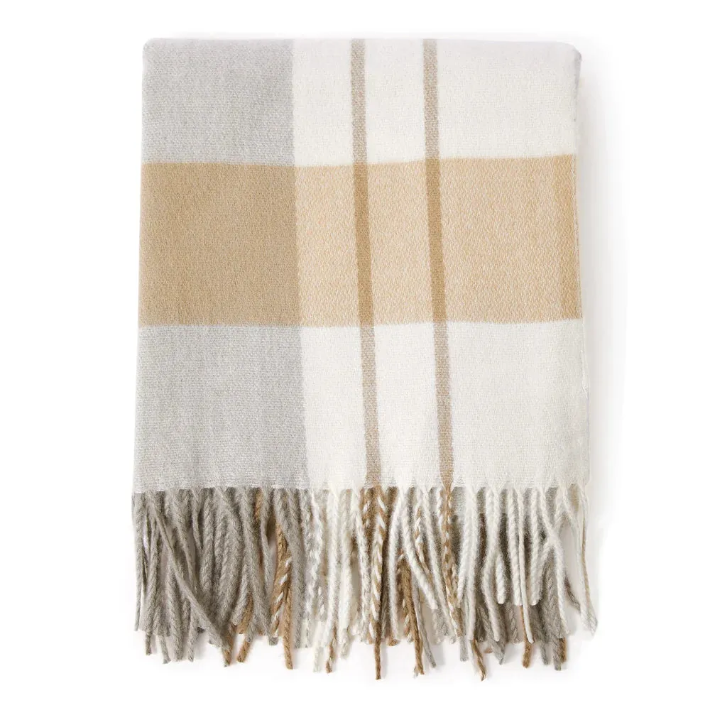 Accessorize London Women's Natural Carmen Check Blanket