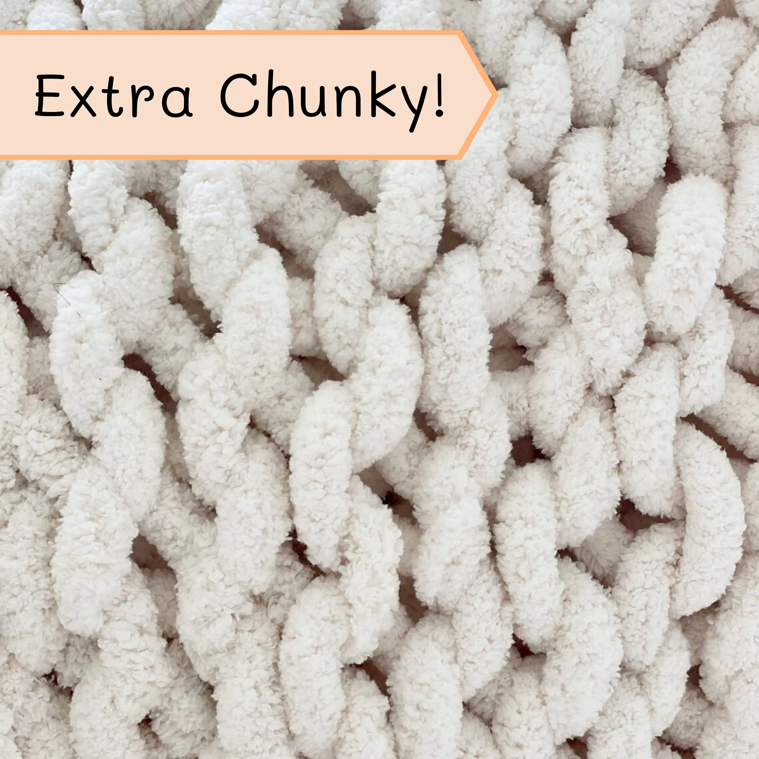 Adyrescia Chunky Knit Blanket Throw | 100% Hand Knit with Jumbo Chenille Yarn (30"x40", Cream White)