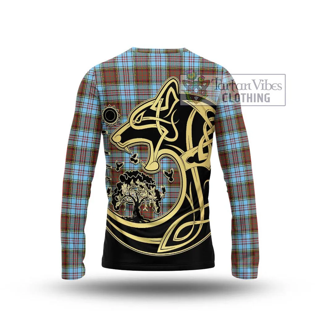 Anderson Ancient Tartan Long Sleeve T-Shirt with Family Crest Celtic Wolf Style