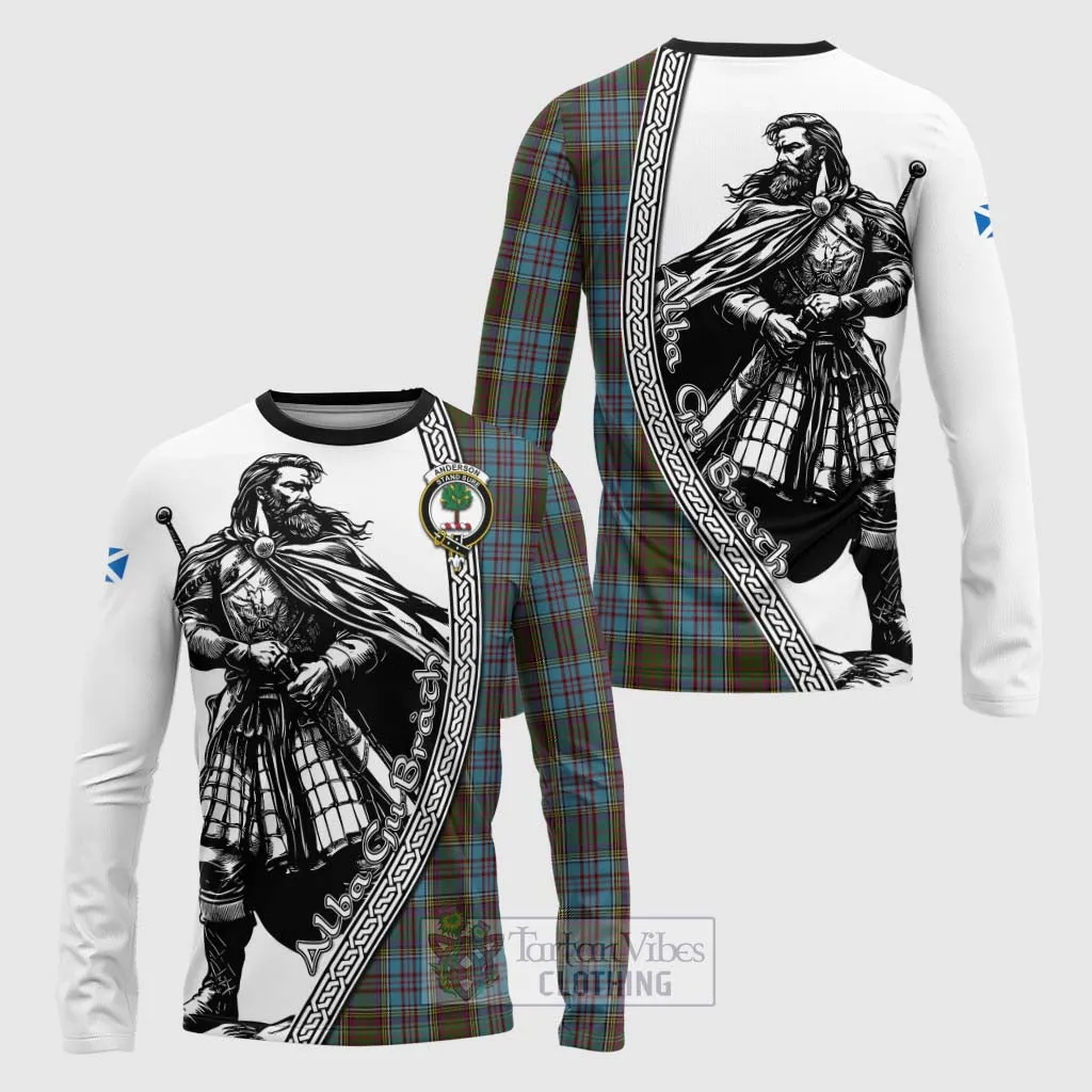 Anderson Tartan Clan Crest Long Sleeve T-Shirt with Highlander Warrior Celtic Style