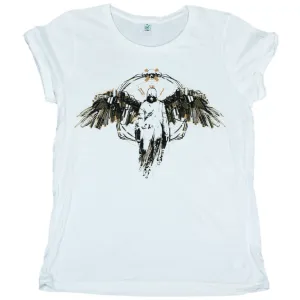 Angel White Womens Roll Sleeve T-Shirt