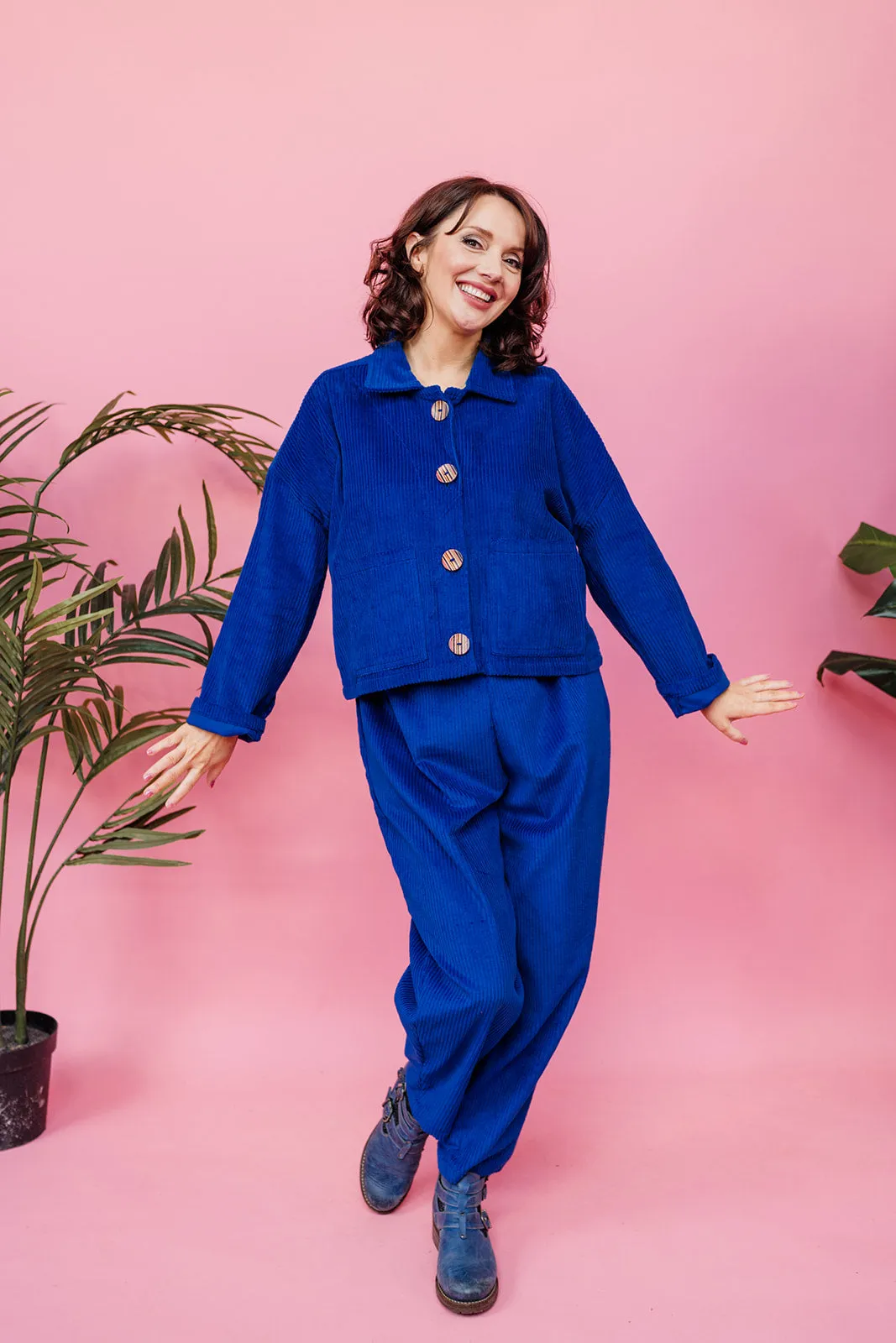 Ankle Grazer Trousers in Blue Cord