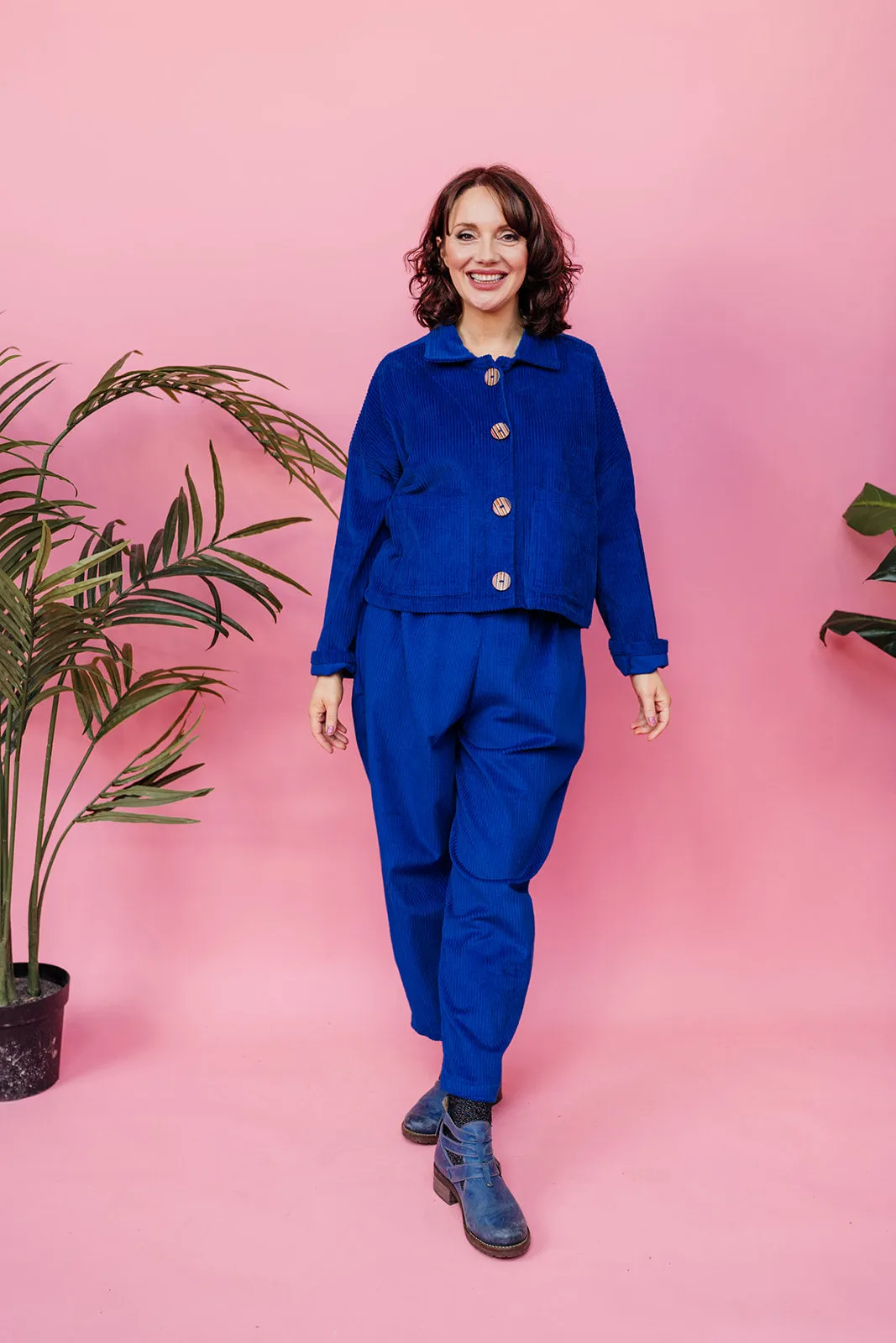 Ankle Grazer Trousers in Blue Cord