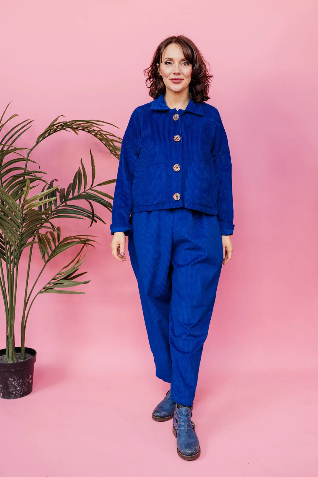 Ankle Grazer Trousers in Blue Cord