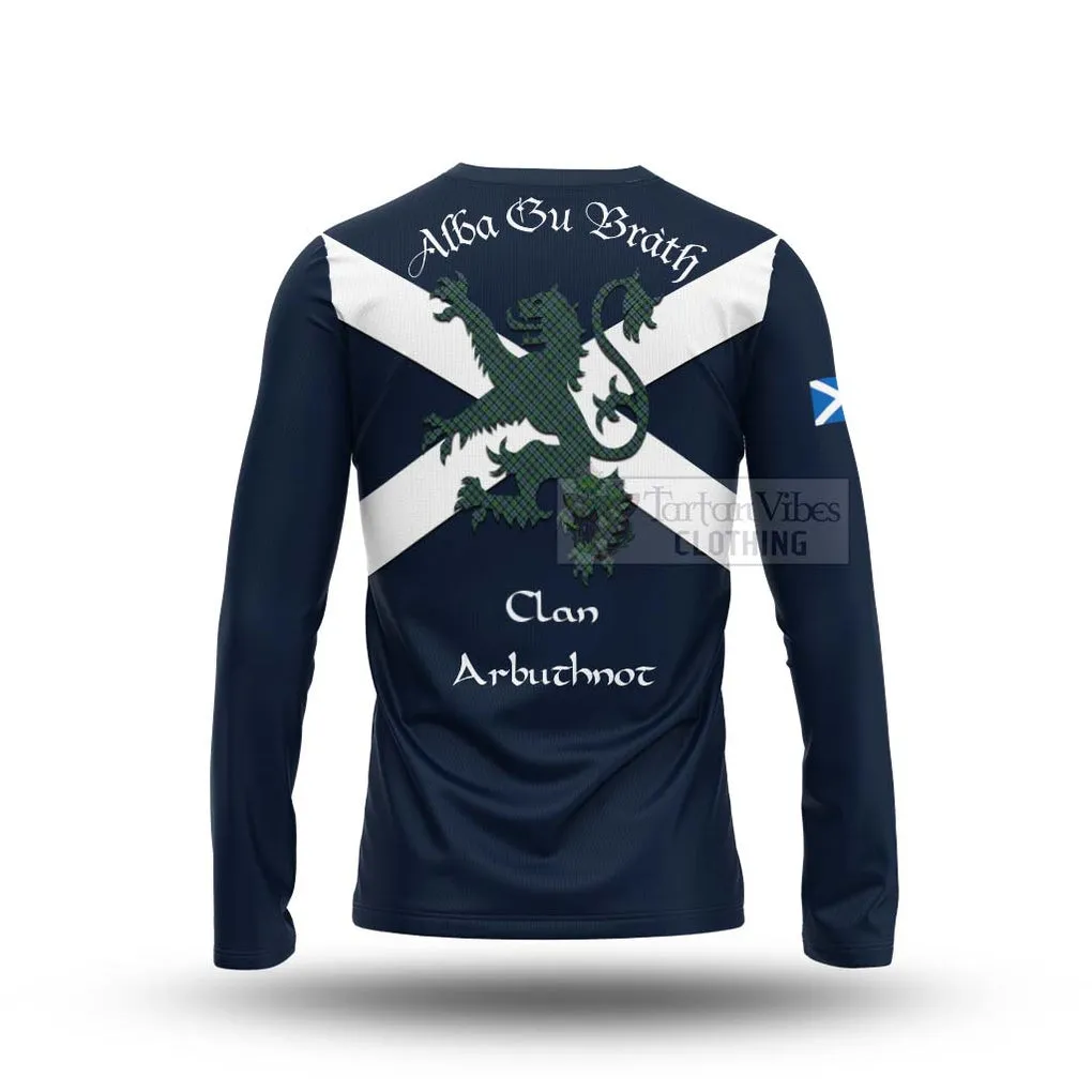 Arbuthnot Tartan Lion Rampant Long Sleeve T-Shirt  Proudly Display Your Heritage with Alba Gu Brath and Clan Name