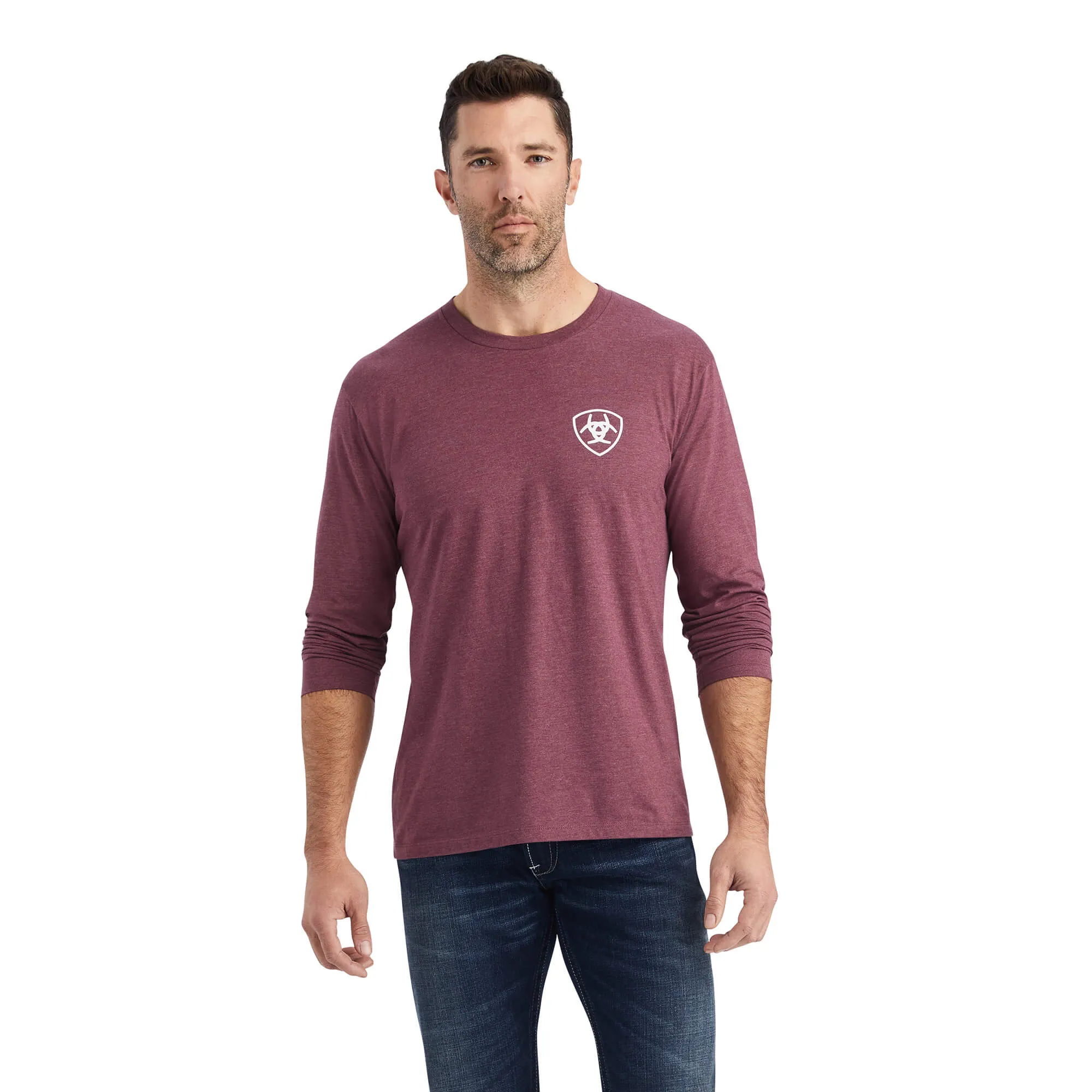 Ariat Boot Co. Mens Long Sleeve T-Shirt - Heather Burgundy