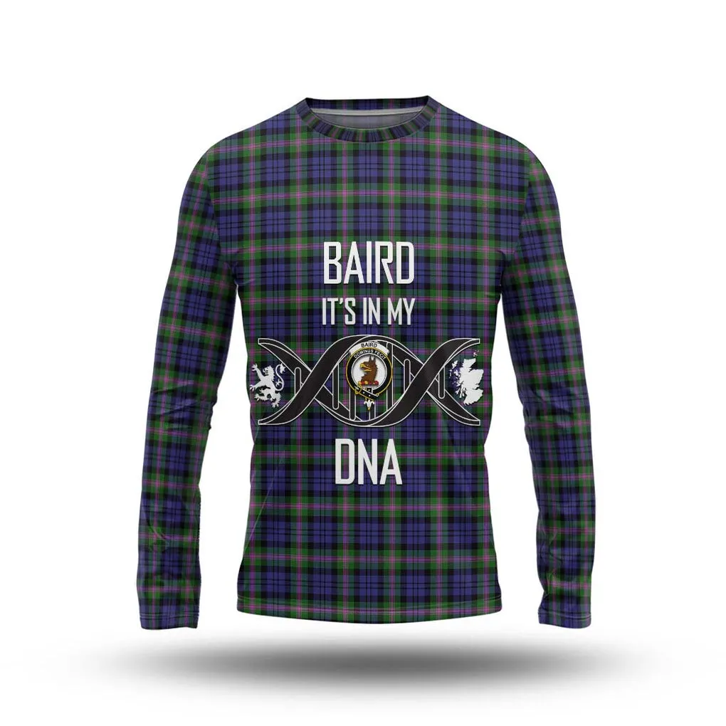 Baird Modern Tartan Long Sleeve T-Shirt with Family Crest DNA In Me Style