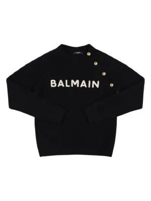 Balmain   Wool blend knit sweater w/ buttons 