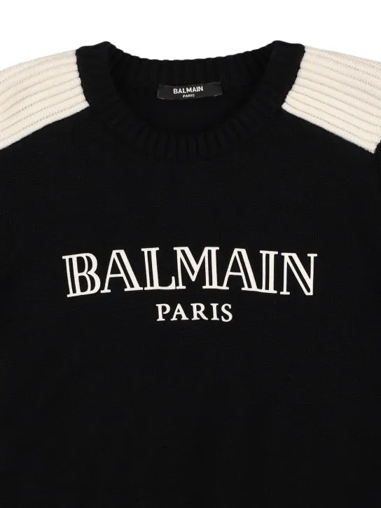 Balmain   Wool knit sweater w/ logo 