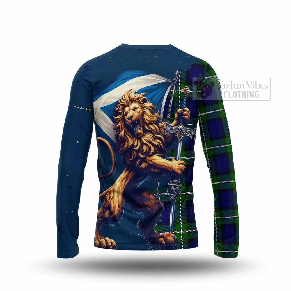 Bannerman Tartan Family Crest Long Sleeve T-Shirt with Scottish Majestic Lion