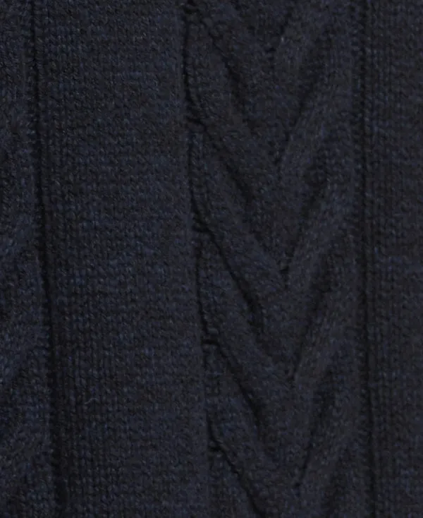 Barbour Cable Knit Crew - Navy Marl