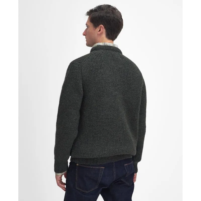 Barbour New Tyne Mens Lambswool Crew Neck Jumper - Olive