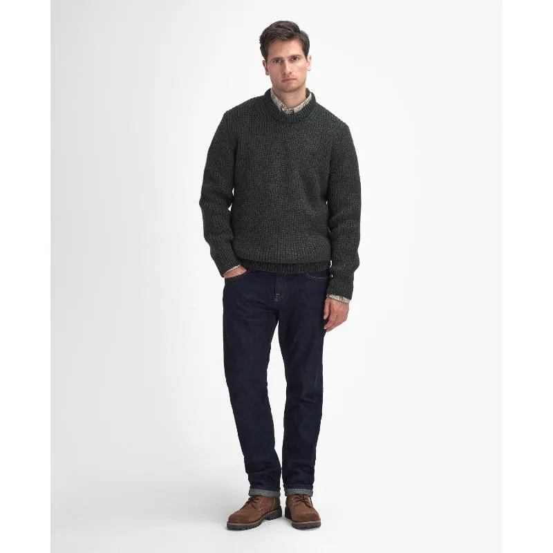 Barbour New Tyne Mens Lambswool Crew Neck Jumper - Olive