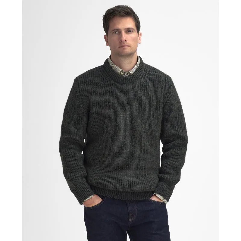 Barbour New Tyne Mens Lambswool Crew Neck Jumper - Olive