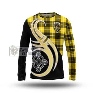 Barclay Dress Modern Tartan Long Sleeve T-Shirt with Family Crest and Celtic Symbol Style