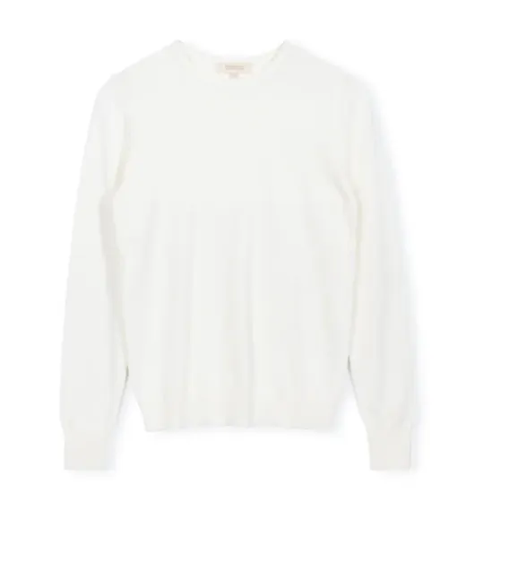 Beige White Knit Crewneck W-12959