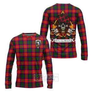 Belshes (Belsches) Tartan Long Sleeve T-Shirt with Family Crest and Bearded Skull Holding Bottles of Whiskey