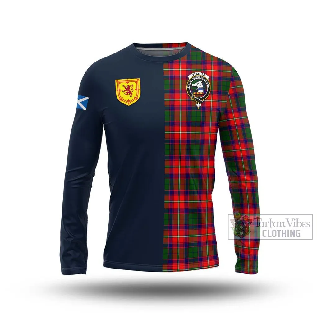 Belshes Tartan Long Sleeve T-Shirt Alba with Scottish Lion Royal Arm Half Style