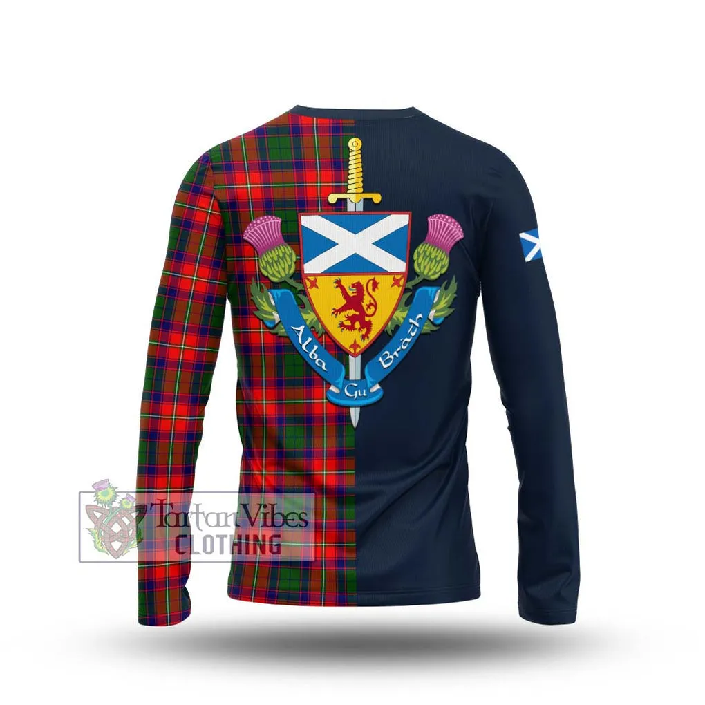 Belshes Tartan Long Sleeve T-Shirt Alba with Scottish Lion Royal Arm Half Style