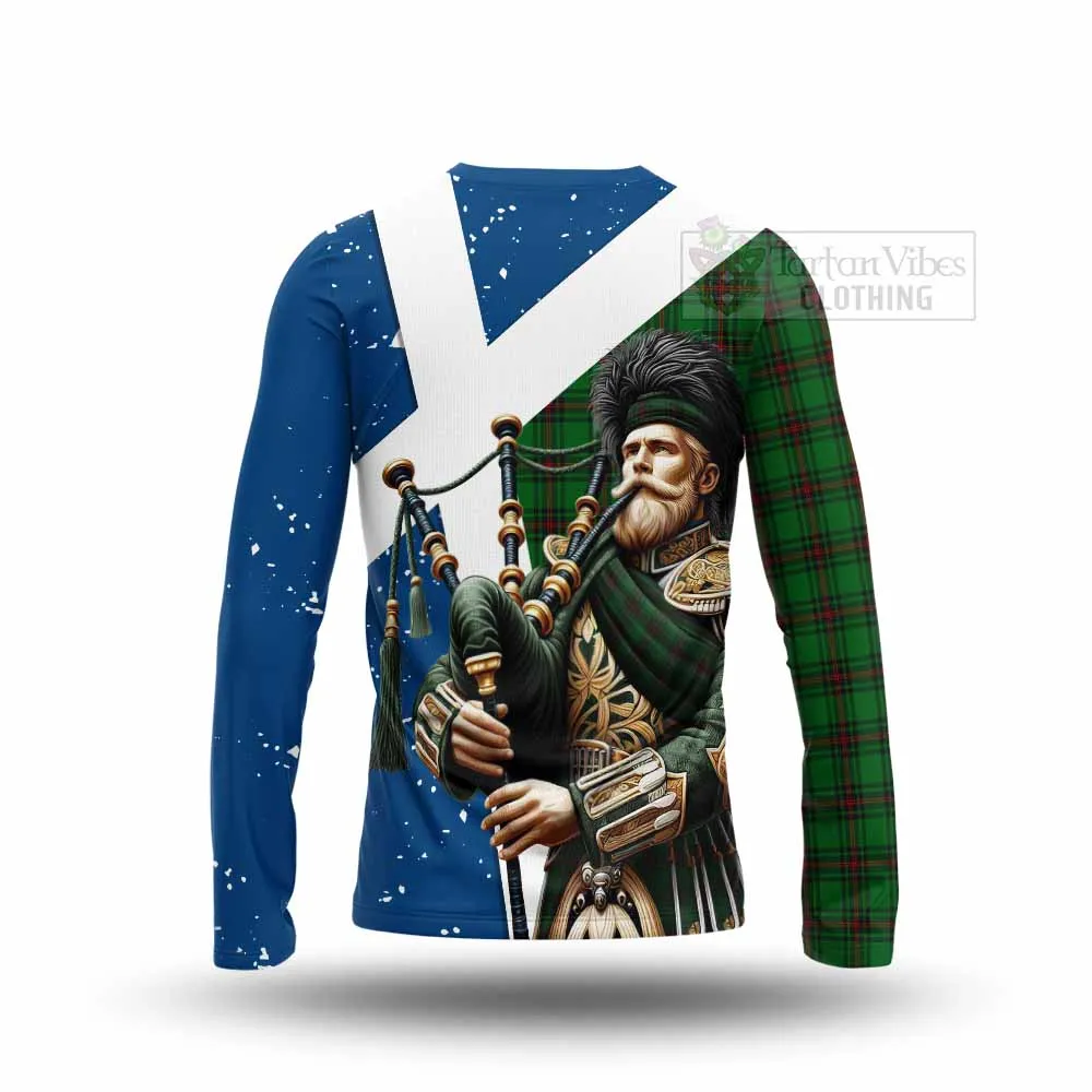 Beveridge Tartan Long Sleeve T-Shirt with Family Crest Scottish Bagpiper Vibes