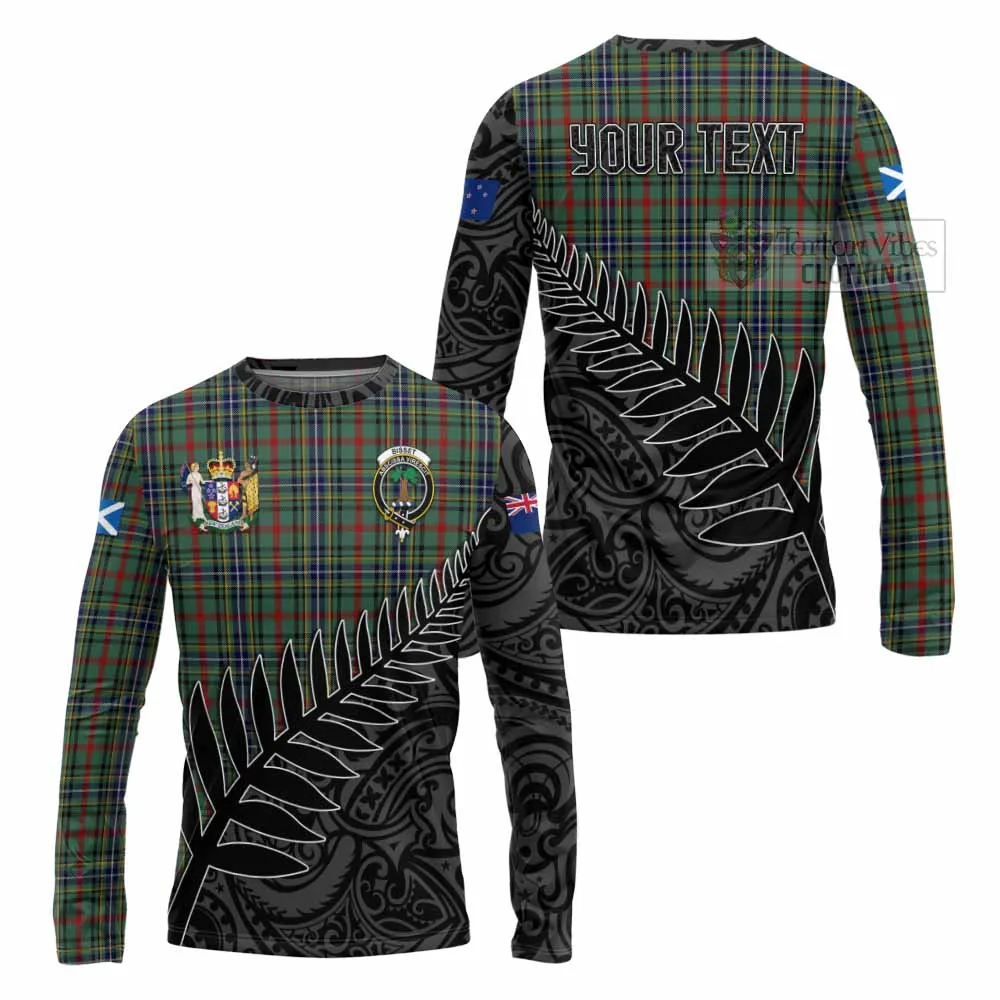 Bisset Crest Tartan Long Sleeve T-Shirt with New Zealand Silver Fern Half Style