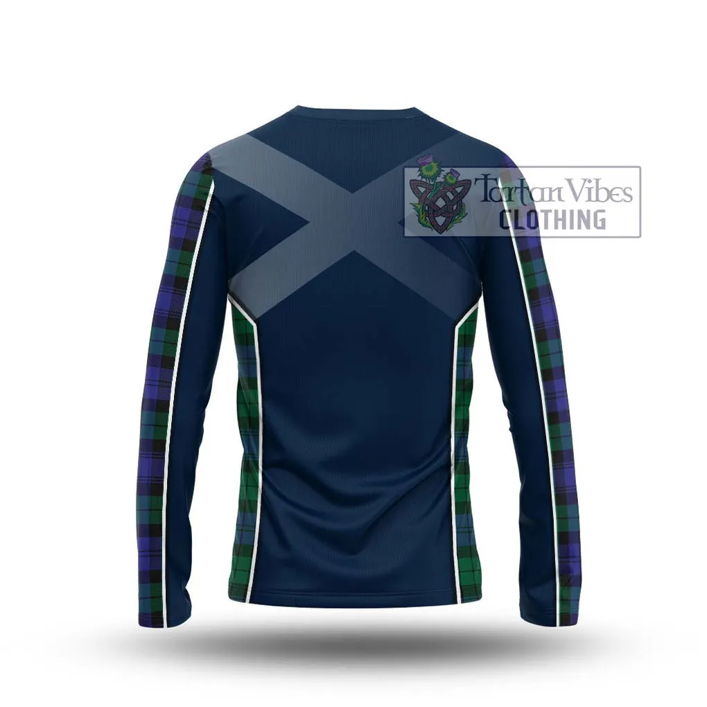 Black Watch Modern Tartan Long Sleeve T-Shirt with Family Crest and Lion Rampant Vibes Sport Style