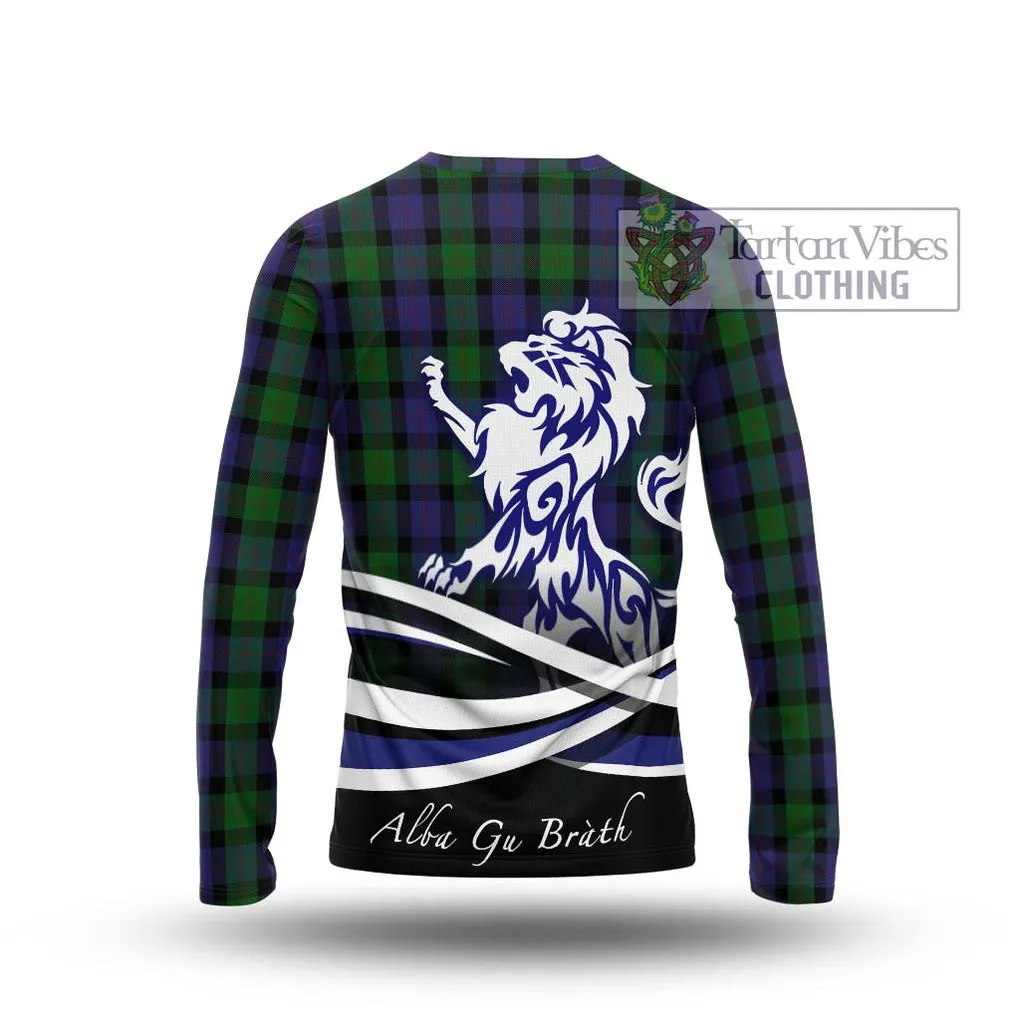 Blair Tartan Long Sleeve T-Shirt with Alba Gu Brath Regal Lion Emblem