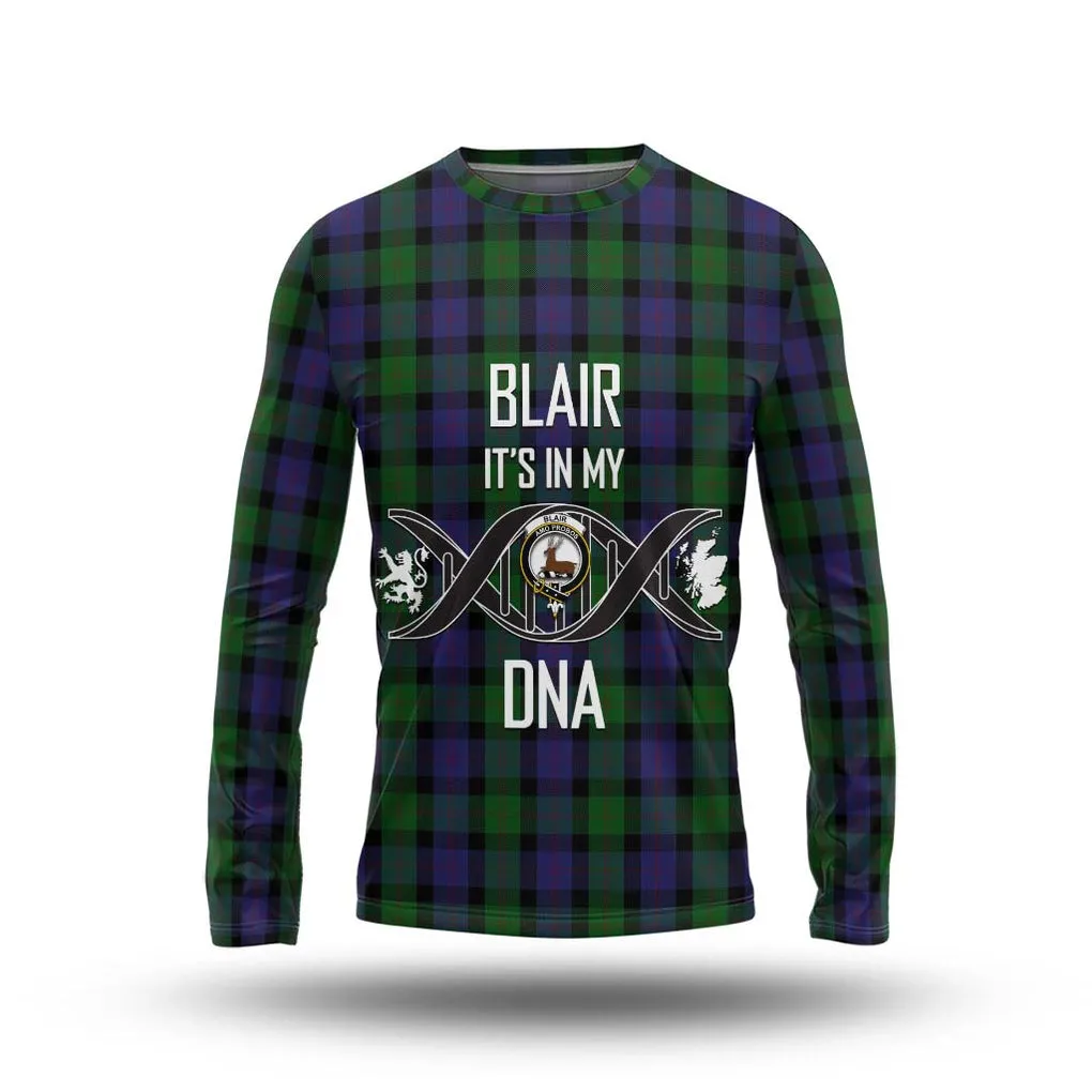 Blair Tartan Long Sleeve T-Shirt with Family Crest DNA In Me Style