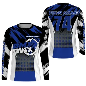 Blue BMX Racing Jersey Personalized Name Number Riding BMX Shirt Extreme Sports Cycling Gear