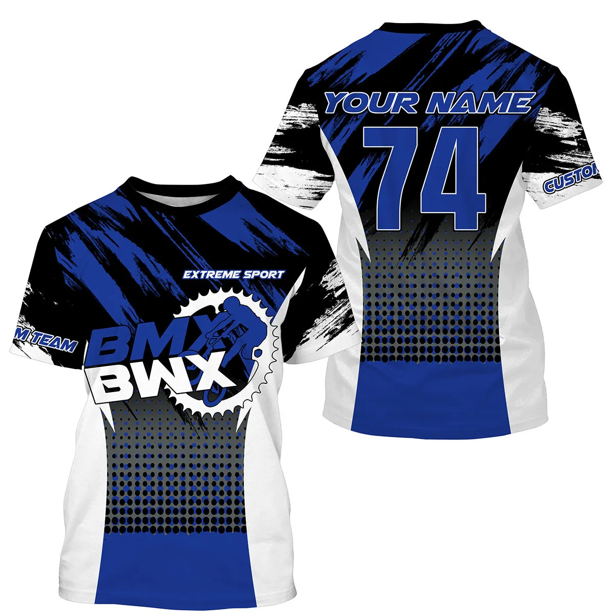 Blue BMX Racing Jersey Personalized Name Number Riding BMX Shirt Extreme Sports Cycling Gear