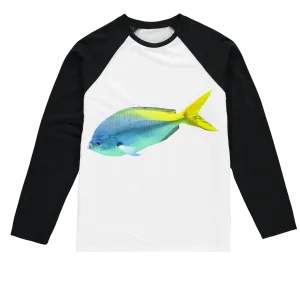 Blue Yellow Fish Sublimation Baseball Long Sleeve T-Shirt