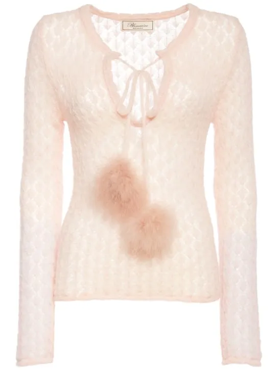 Blumarine   Openwork knit sweater w/ pompoms 