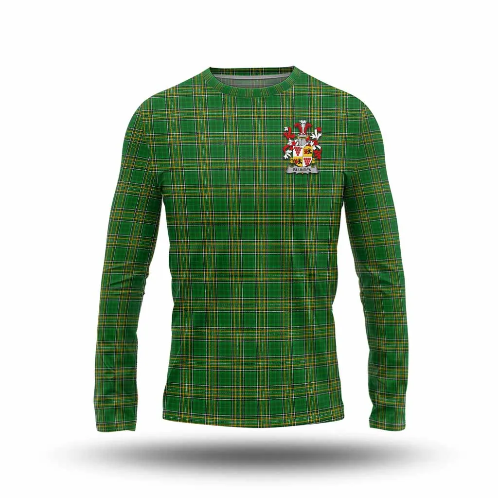 Blunden Irish Clan Tartan Long Sleeve T-Shirt with Coat of Arms