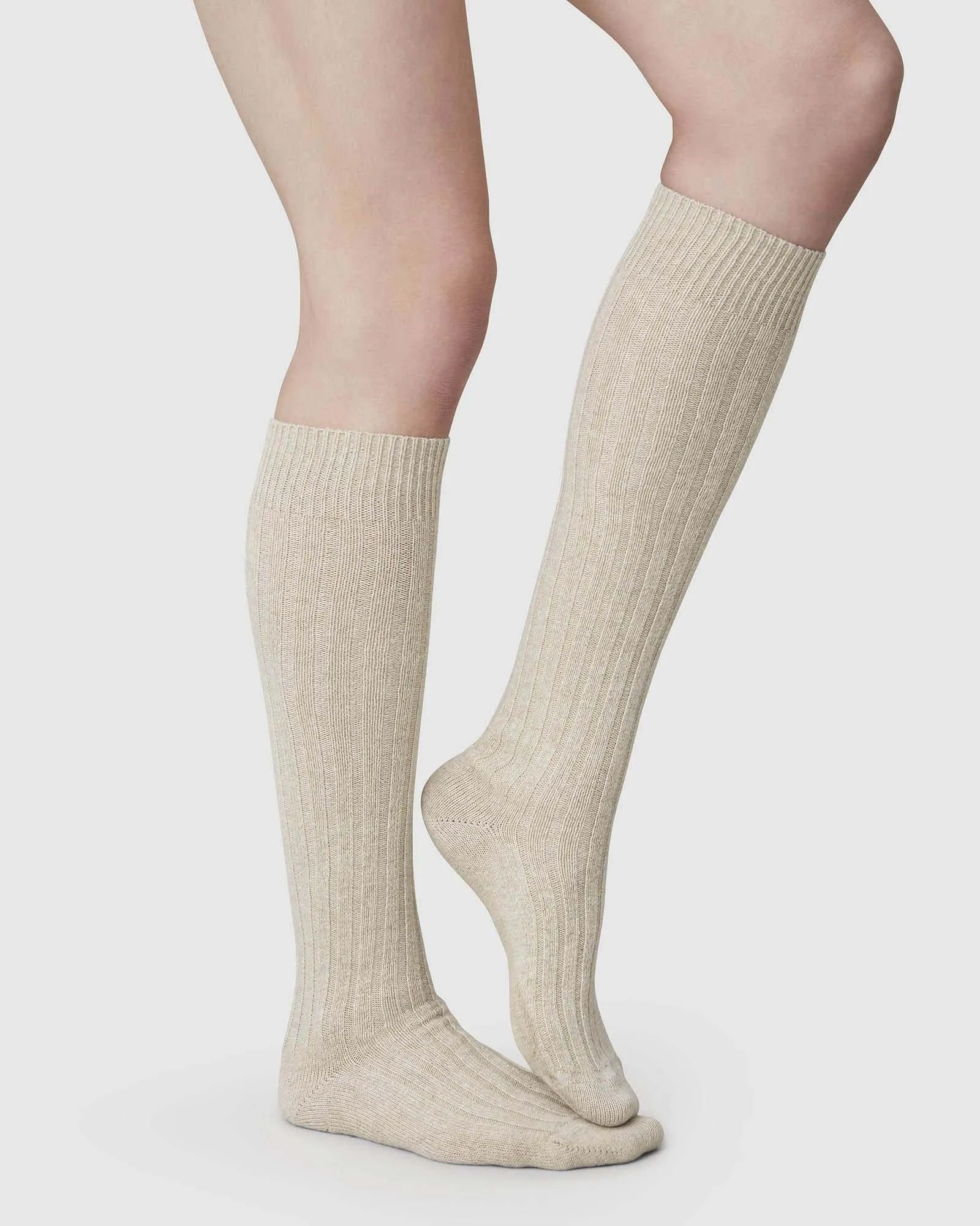 Bodil Chunky Wool Knee-Highs Oat