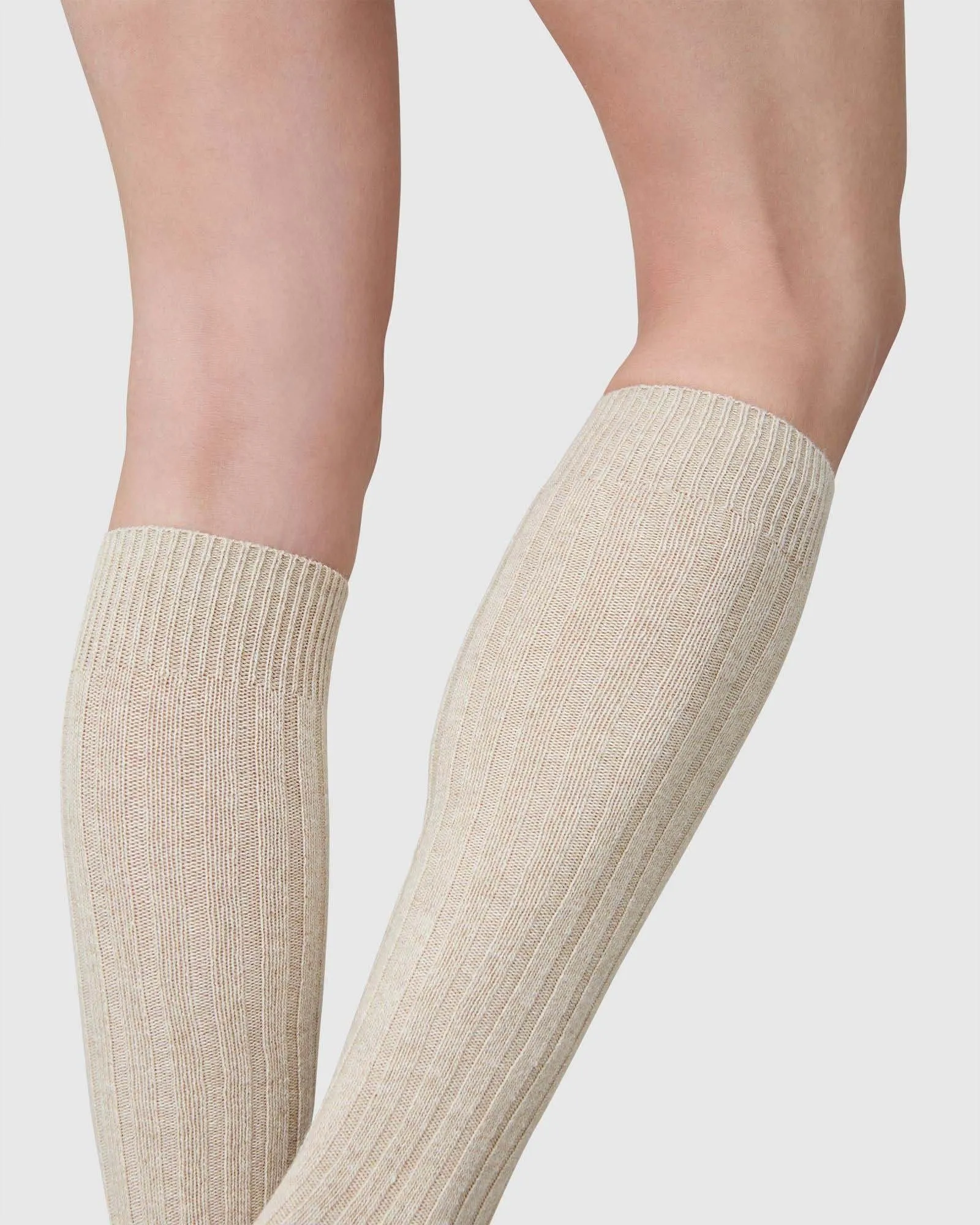 Bodil Chunky Wool Knee-Highs Oat