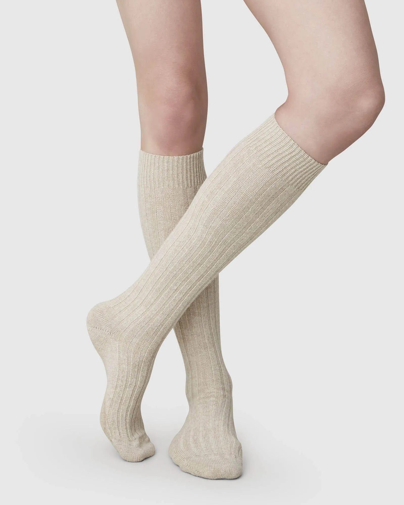 Bodil Chunky Wool Knee-Highs Oat