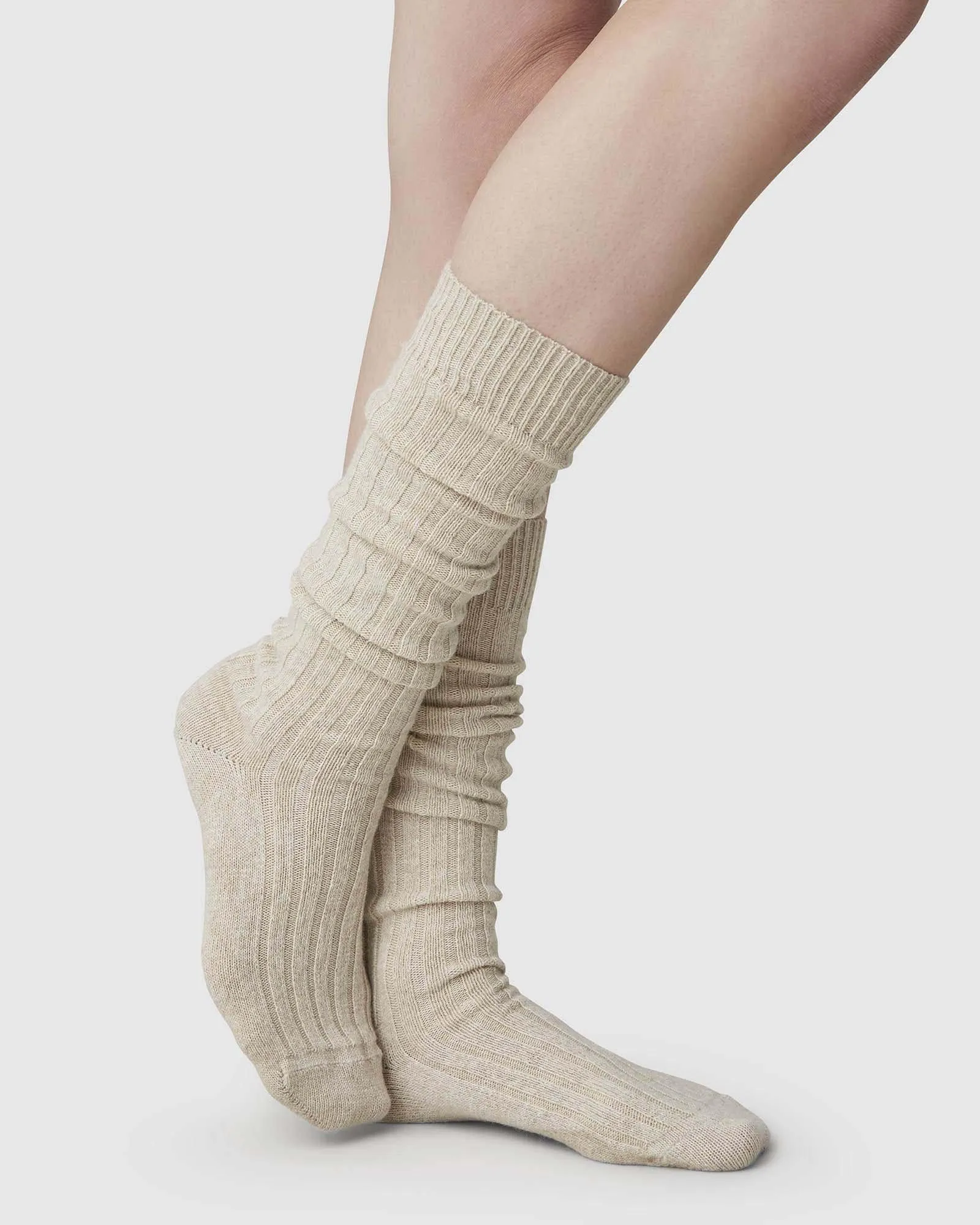 Bodil Chunky Wool Knee-Highs Oat