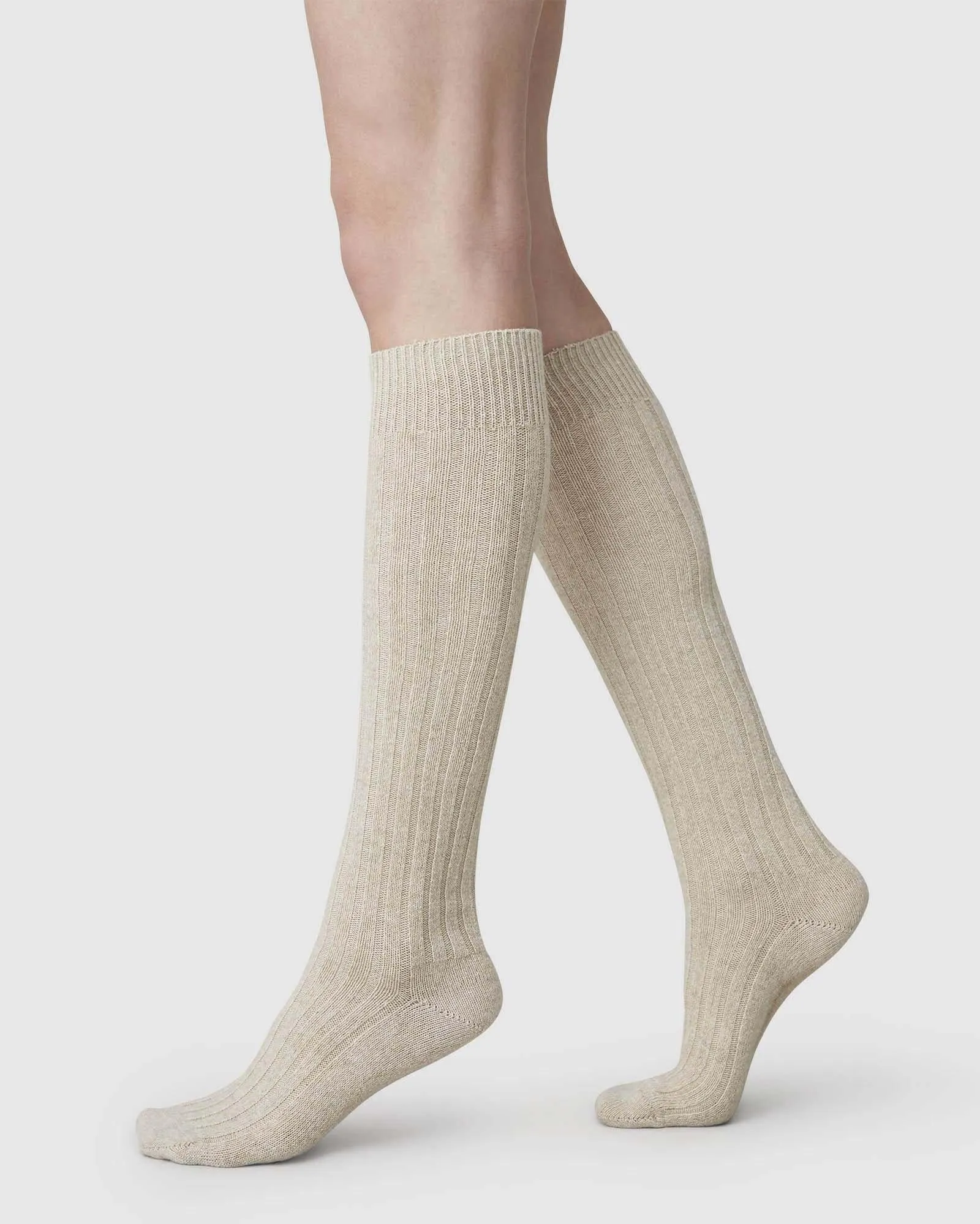 Bodil Chunky Wool Knee-Highs Oat