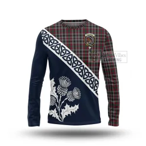 Borthwick Tartan Long Sleeve T-Shirt Featuring Thistle and Scotland Map