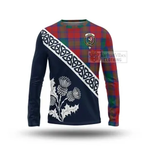 Byres (Byses) Tartan Long Sleeve T-Shirt Featuring Thistle and Scotland Map