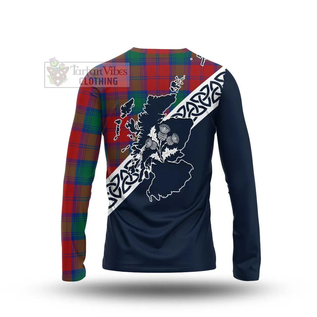 Byres (Byses) Tartan Long Sleeve T-Shirt Featuring Thistle and Scotland Map