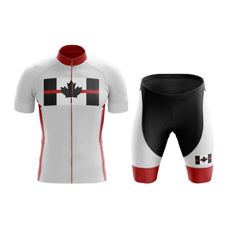 Canada Red Thin Line Club Cycling Kit (White)