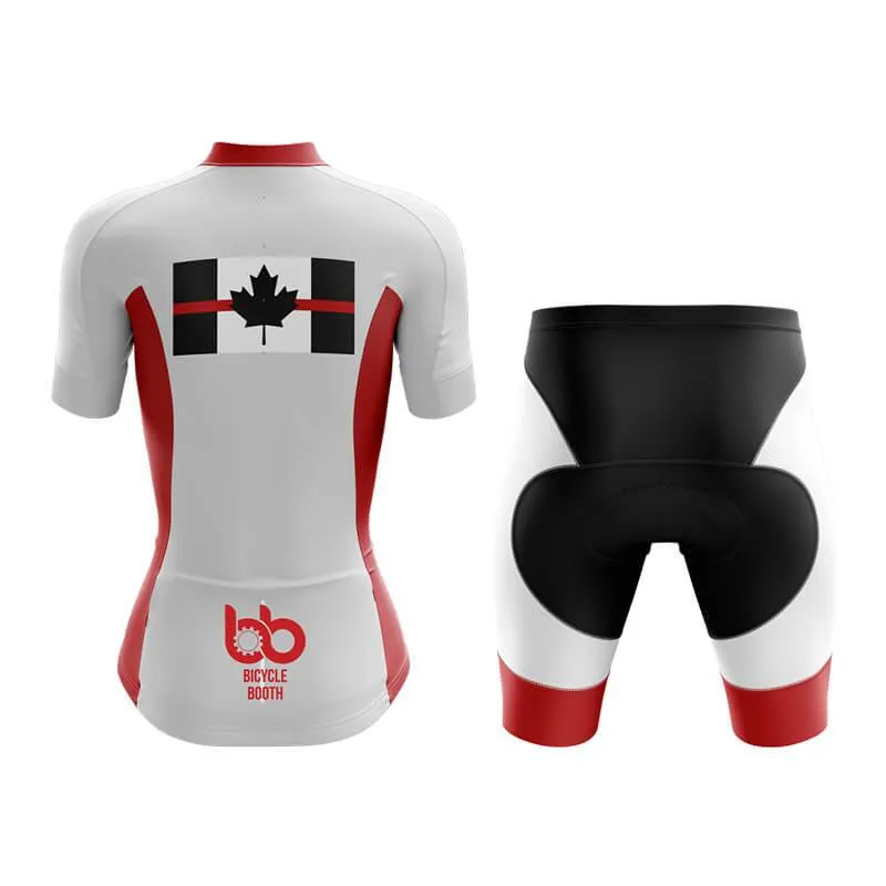 Canada Red Thin Line Club Cycling Kit (White)