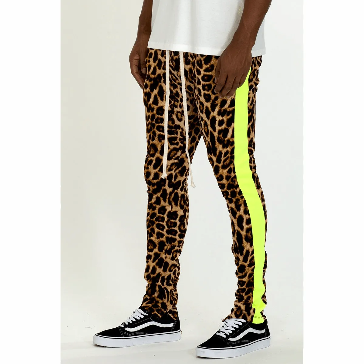 Cheetah Print Stripe Track Pants